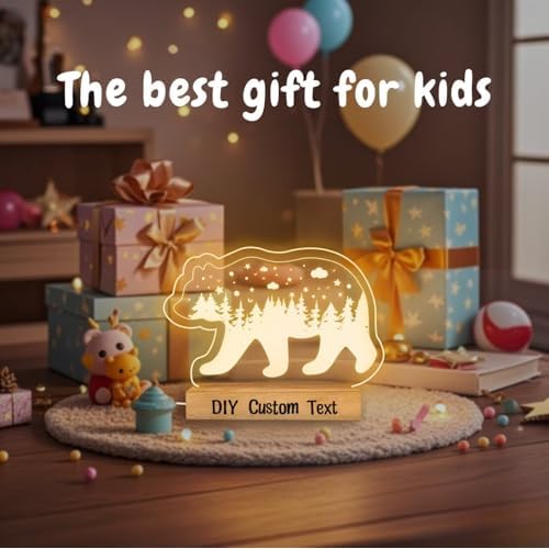 Personalized Night Light for Baby Kids, Custom DIY Name Bear Led Lamp for Girls Boys, Customized Name Night Lights Gift for Children Nursery
