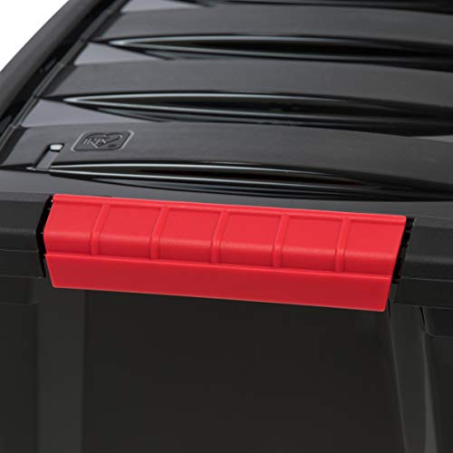 IRIS USA 6-Pack 13 Quart Stackable Storage Bins with Lids, Black, Made in USA