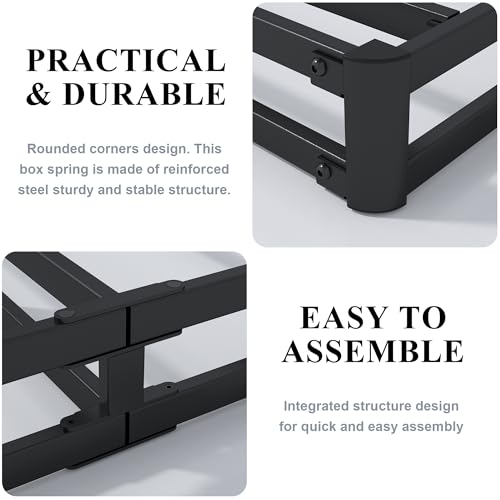 Vehowy 3 Inch Low Profile Full Size Metal Box Spring Bed Base - Heavy Duty Support