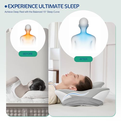 Grey Butterfly Cervical Memory Foam Pillow for Neck and Shoulder Pain
