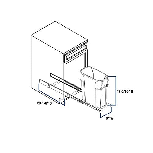 White In-Cabinet Pull-Out Trash Can 20 Qt - Heavy Duty Bottom Mount