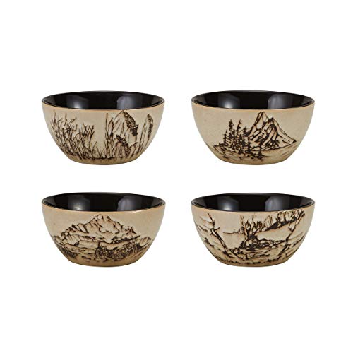 16-Piece Stoneware Dinnerware Set for 4 - Lodge-Style Wildlife Design