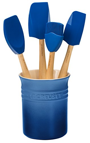 Le Creuset Marseille Stoneware & Silicone Utensil Crock Set 5pc Kitchen Organizer