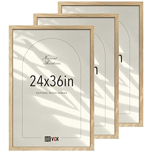 VCK 24x36 Poster Frame Set of 3 - Natural Solid Wood Wall Hanging