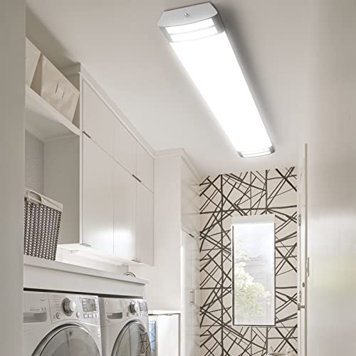 4FT LED Flush Mount Ceiling Light - 40W 4500LM Daylight White 5000K - Kitchen & Laundry Lighting
