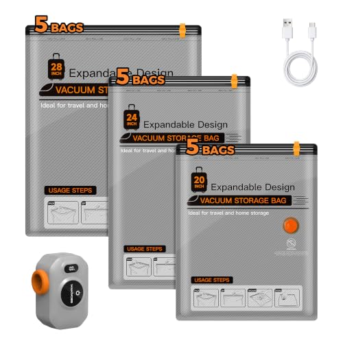 Vacuum Storage Bags with Cordless Pump 15-Piece Combo - Travel & Home Organization