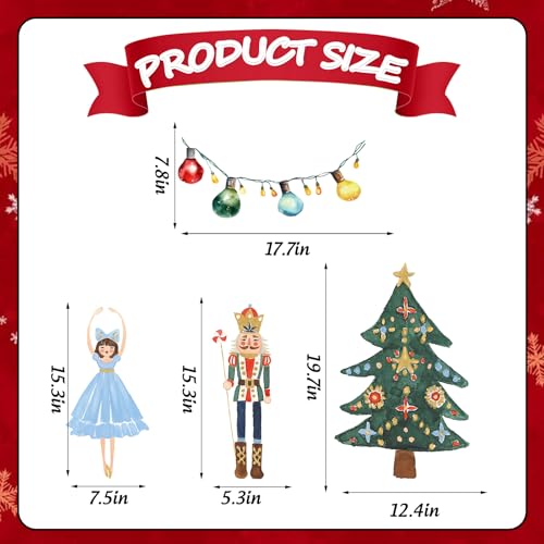 14Pcs Christmas Garage Magnet Stickers Set - Colorful Nutcracker & Tree Decorations