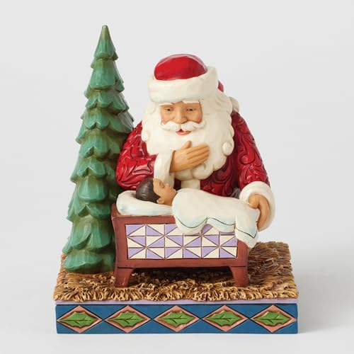 Santa Kneeling by Baby Jesus Figurine - Jim Shore Heartwood Creek, 5.7"