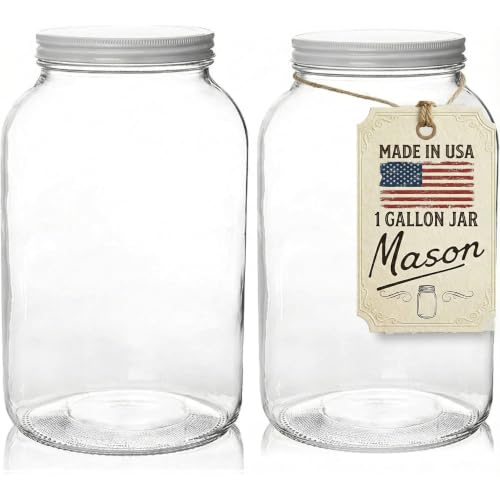 KitchenToolz 1 Gallon Glass Mason Jar with White Lid – Wide Mouth Food Storage & Fermentation Jar
