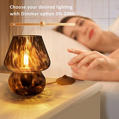 Black Mushroom Lamp Set of 2 Vintage Dimmable Table Lamps for Bedroom Living Room