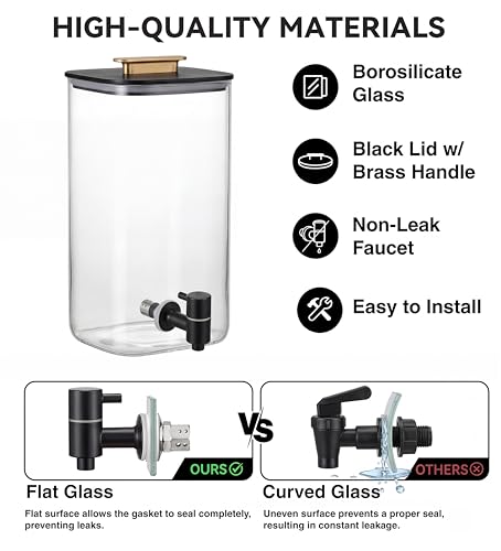 2 PCS 3 Gallon Drink dispenser, Glass Beverage Dispenser With Wood