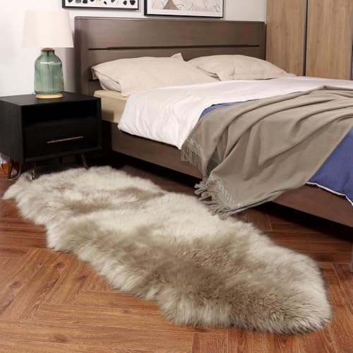 Australian Sheepskin Rug - Creamy Gray Double Pelt 2ft x 6ft Area Rug & Seat Cover