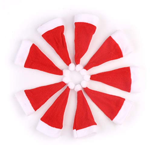 FINGOOO Mini Red Santa Hats,30 Pieces Christmas Hat for Crafts 2.8¡± x 5¡° Small Santa Hats for Xmas Party Table Dinner Decorations