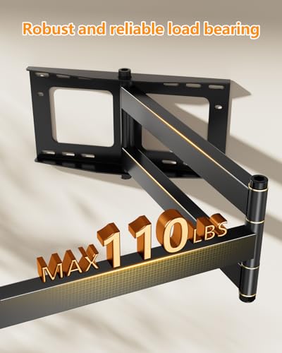 Long Arm Full Motion TV Wall Mount for 42-80 Inch TVs - Extends 43 Inches - Fits VESA 100x100mm to 600x400mm - Heavy Duty Steel