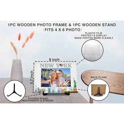 New York Picture Frame, Travel Photo Frame Gifts for Women Men Friends Couples, NY Souvenirs for Wedding Engaged Honeymoon, New York Vacation Picture Frames Favors -39