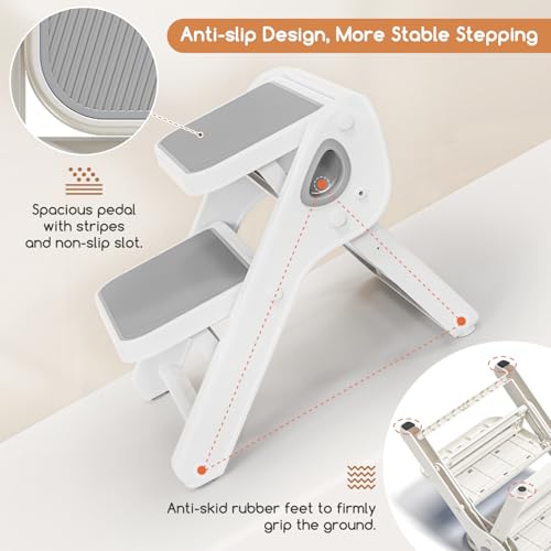 MoreFeel Gray Foldable Toddler Step Stool for Potty Training & Bathroom Sink