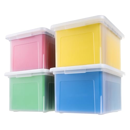 IRIS USA 4-Pack 35 Qt Clear File Storage Boxes for Letter & Legal Files