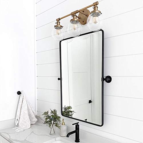 TEHOME Matte Black 24" x 23" Rectangular Tilt Bathroom Mirror with Beveled Edge