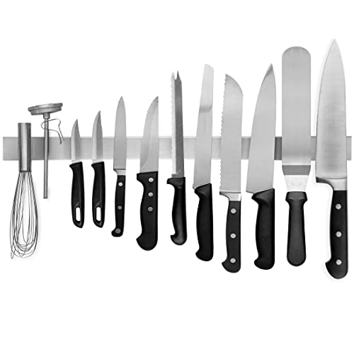 24-Inch Stainless Steel Magnetic Knife Holder - Wall & Fridge Mount, Modern Kitchen Organizer