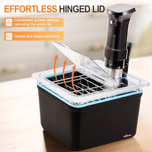 HOMENOTE 12 Qt Collapsible Lid Sous Vide Container Kit with Rack & Sleeve - Food-Grade BPA-Free