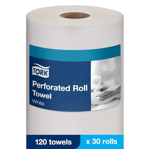 Small Perforated Paper Towel Roll - 30 Pack, 120 Sheets, Compostable, White