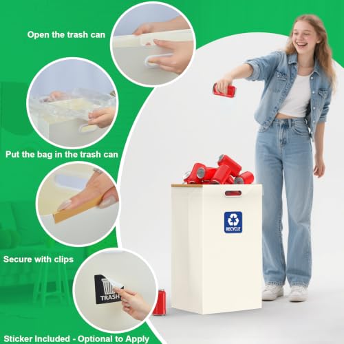 White 30-Gallon Collapsible Disposable Trash Can for Parties & Events - CINNIE&JHIN