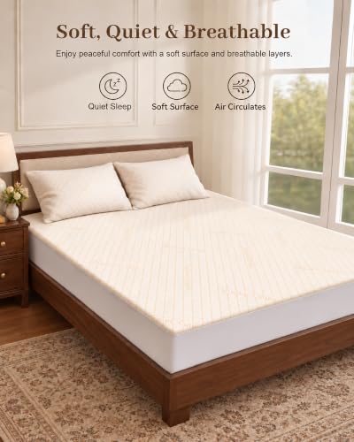 King Beige Waterproof Organic Cotton Mattress Protector - Soft & Breathable