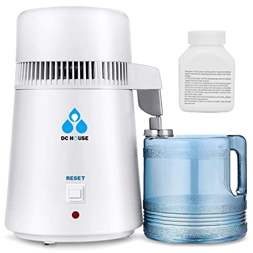White DC HOUSE 1 Gallon Water Distiller Machine, 750W Countertop Purifier