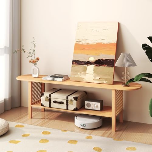 Bamboo TV Stand for 65-Inch TVs with Storage & Shelves - Modern Entertainment Center