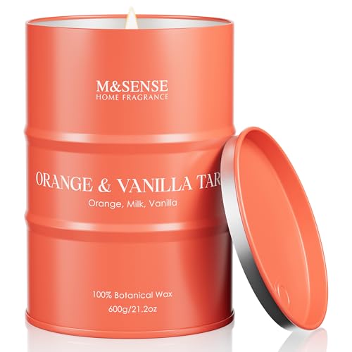 M&SENSE Orange Vanilla Tart Soy Candle 21.2oz - 120H Burn Time, Non-Toxic