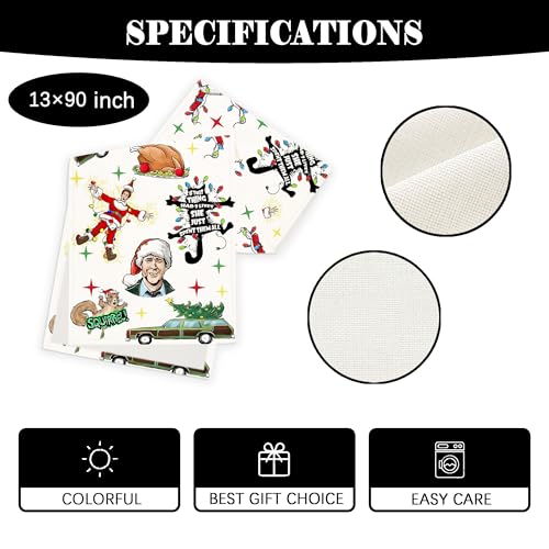 Christmas Table Runner 13x90 White Linen-Style, Yarcooly 33x228 cm
