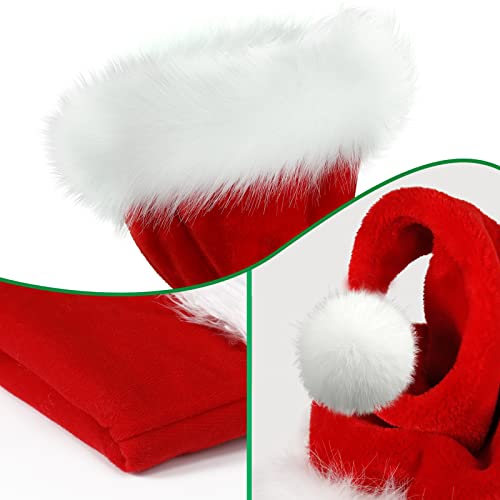Christmas Hat Santa Hats for Adults Unisex Red Velvet Extra Thicken Xmas Hat for New Year Festive Holiday Party