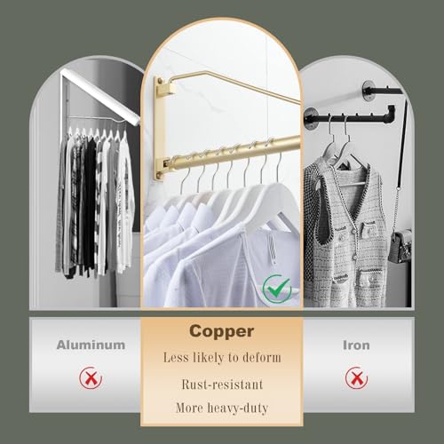 Triangle Brushed Gold Wall Mount Clothes Hanger Rack Swing Arm Organizer