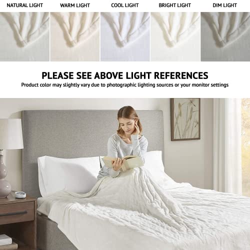 Queen Size Heated Blanket - Fast Heating Electric Blanket in Ivory with 20 Settings