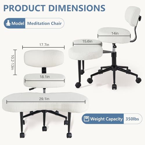 DUMOS ADHD Meditation Chair White, Ergonomic Cross-Legged Office Desk Chair