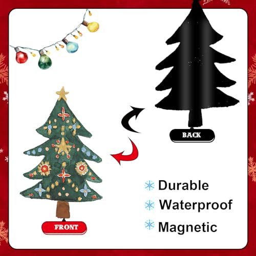 14Pcs Christmas Garage Magnet Stickers Set - Colorful Nutcracker & Tree Decorations