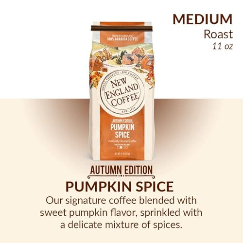 New England Coffee Pumpkin Spice Ground Coffee 11oz - Pack of 3, Arabica, Kosher