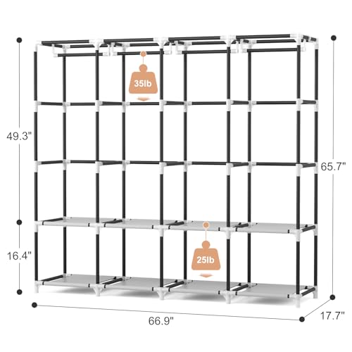 Portable Closet Wardrobe with Cover - 67 Inch Wide Large Capacity Storage for Bedroom