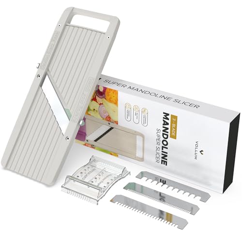 Vollum Wide Japanese Mandoline Slicer - Professional Vegetable Cutter with Interchangeable Stainless Steel Blades