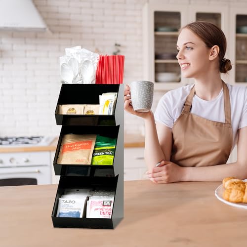 Condiment Organizer Stand 3-Tier Acrylic Coffee Station Countertop Storage