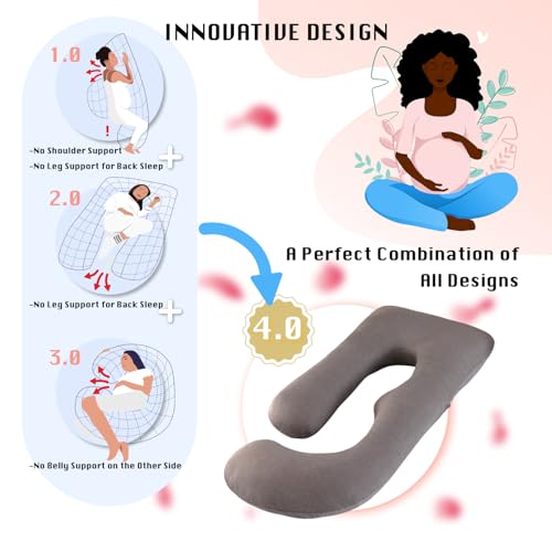 ALLOPERA Full Body Pregnancy Pillow 57 Inch with Cooling Cover - Maternity Support Cushion