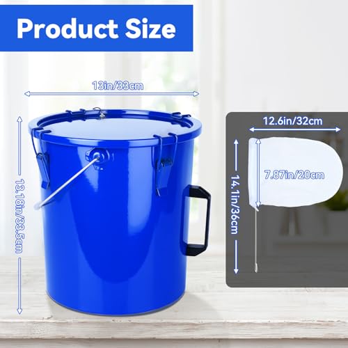6 Gallon Steel Fryer Grease Bucket with Locking Lid & Strainer Bags