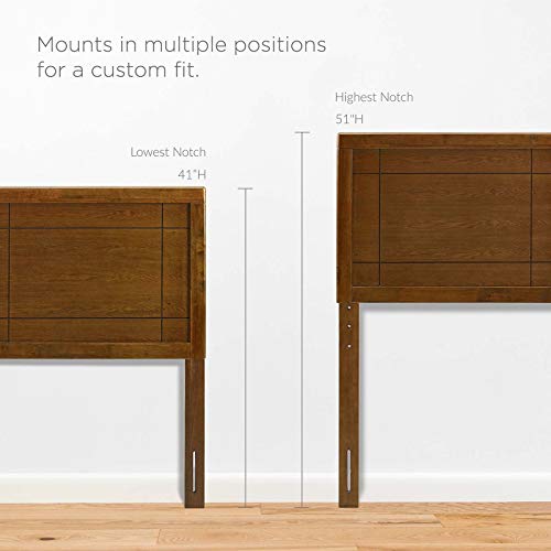 Twin Wood Headboard - Walnut Finish, Retro Modern Style, Compatible with Billie & Margo Bed Frames