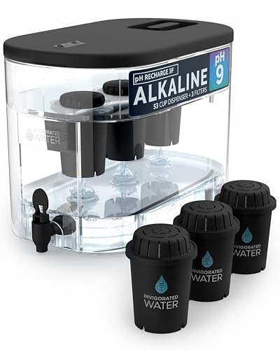 Alkaline Water Dispenser 53-Cup Large Capacity with 3 Filters - Black