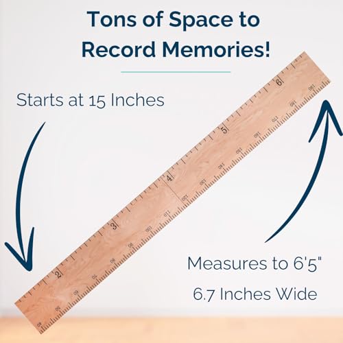 Schoolhouse Natural Wooden Kids Height Chart - Nursery Wall Decor, Growth Ruler