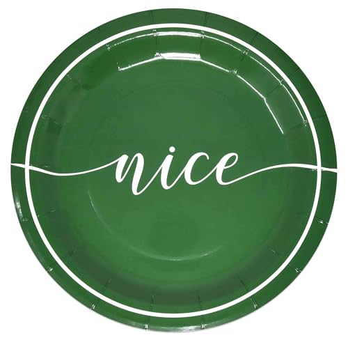 50 Pack Christmas Disposable Dinner Plates 9-Inch Naughty & Nice Holiday Tableware
