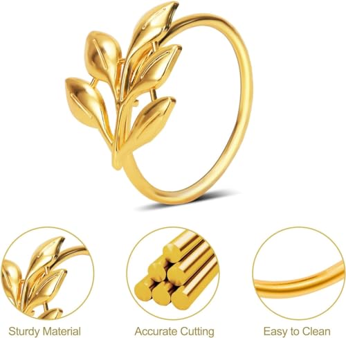 Ye Zi-Gold Leaf Napkin Rings Set of 100 for Thanksgiving & Special Events