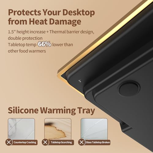 CedarAce Black & Gold 47x12in Stackable Food Warmer Tray with Adjustable Temp & Timer