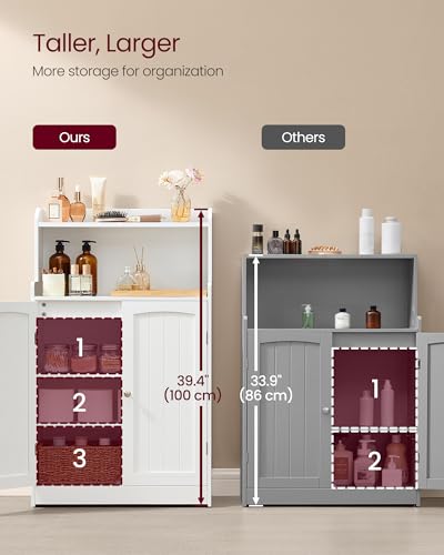 VASAGLE Tall Bathroom Storage Cabinet - Floor Cabinet with 2 Doors, 23.6W, Cloud White