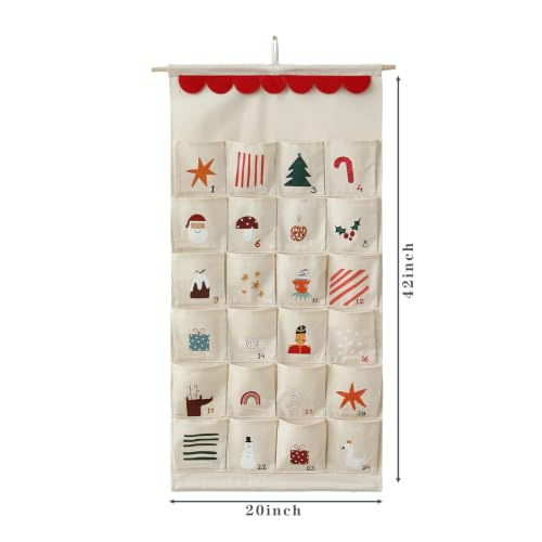 MONOBLANKS Christmas B Fabric Hanging Advent Calendar with Pockets - Holiday Decor